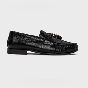 Celine Luco Triomphe Tassel Croc Embossed Leather Loafers Sz EU36/US 6